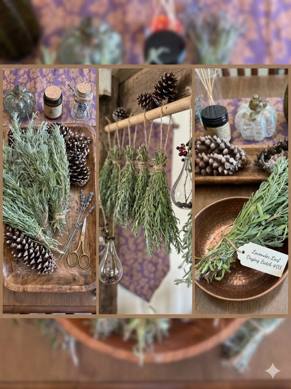 Hand-Tied Dried Lavender Bundles Natural Aromatherapy Bunches Orchid & Vine